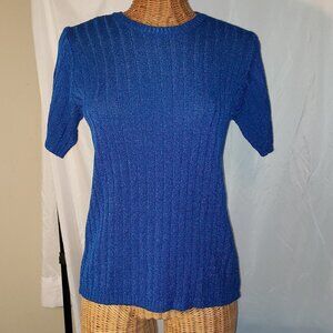 Ladies PATCHINGTON Short Sleeve Crew Neck Sweater in Royal Blue - Small
